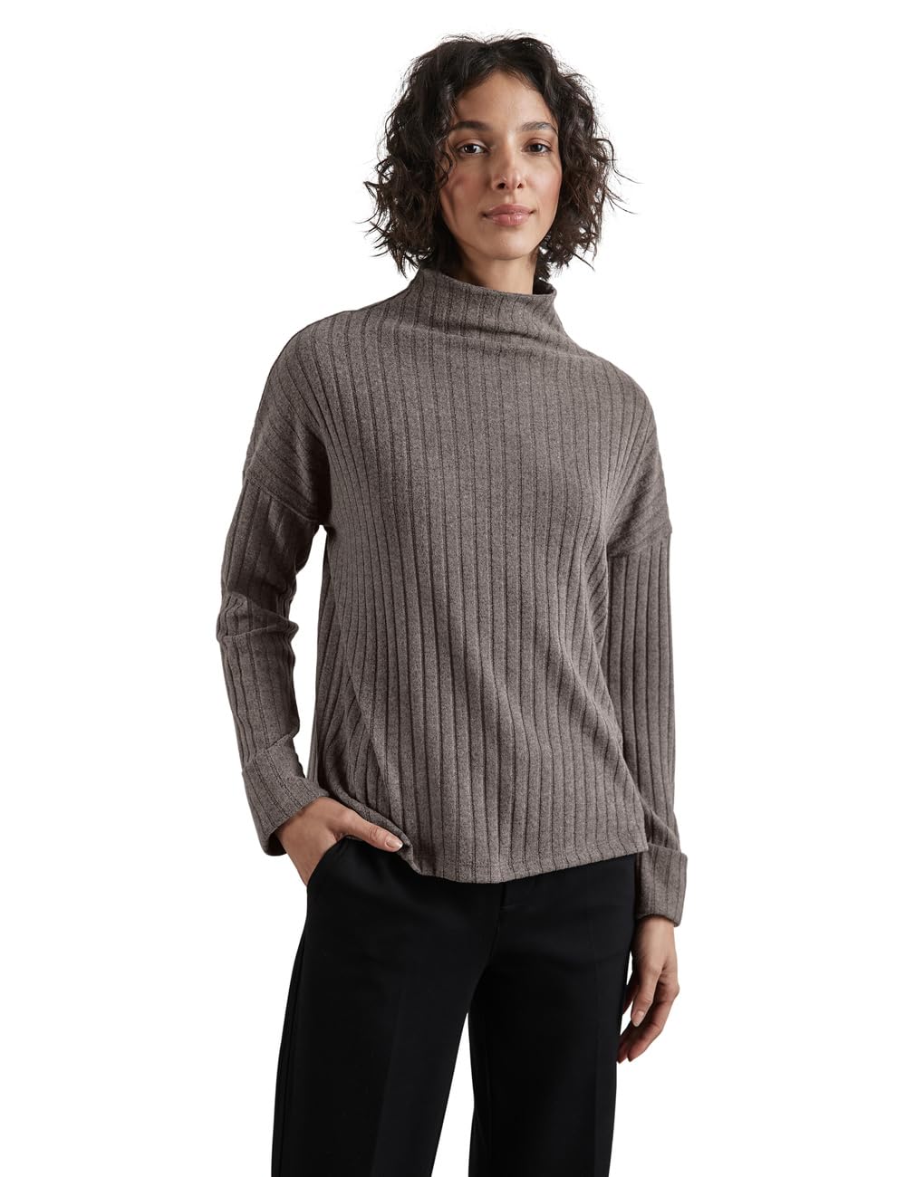 Damen Shirt mit Rippstruktur