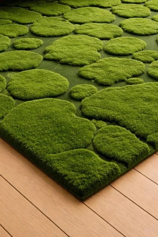 Hand Tufted Wool Area Rug 8x11 Ft (96x132 Inch) Modern Moss Green Nature Inspired Carpet for Living Room Bedroom Soft Thick Handmade Luxury Designer Rug