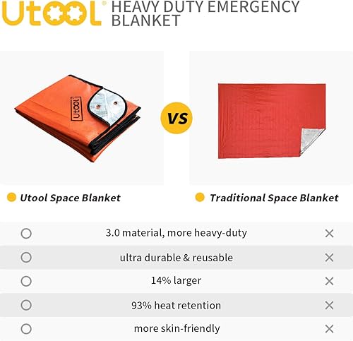 Miniatura 3 de UTOOL Manta de emergencia de supervivencia, lona aislante impermeable, lona reflectante, mantas espaciales de supervivencia, manta térmica grande