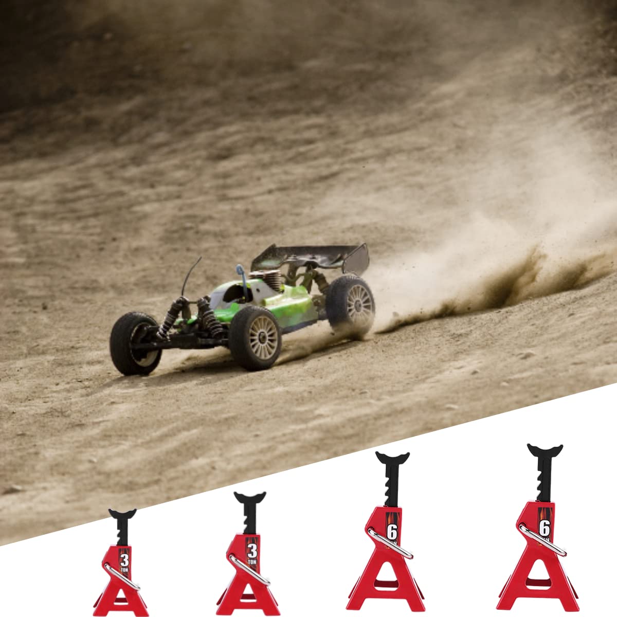 Crawler RC, 4Pcs RC Jack Stand Metal 6 Ton 3 Ton Simulación Jack Soportes para D90 Axial Wraith SCX10 1/10 RC Crawler Car