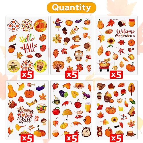 Funnlot Fall Stickers Fall Stickers for Kids 615PCS Autumn Sticker Thanksgiving Leaf Sticker for Kids for Thanksgiving Them Envelopes Cards Water Bottles Decorations — view 2