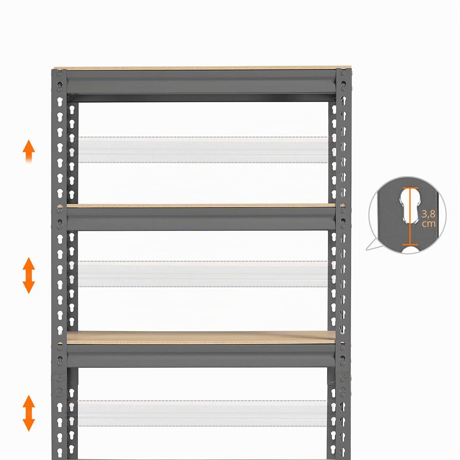 Yaheetech Estantería de Almacenaje Estantería Metálica Garaje Cocina Soporte 150 x 140 x 30 cm Gris Oscuro