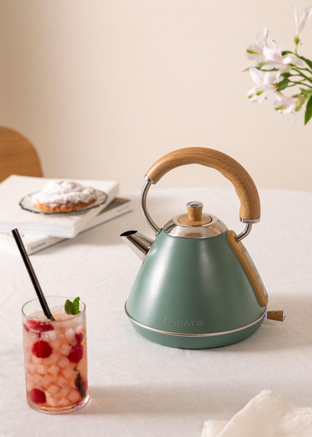 Bouilloire électrique Vert sauge 1l 1200 W arrêt automatique filtre anti-calcaire
