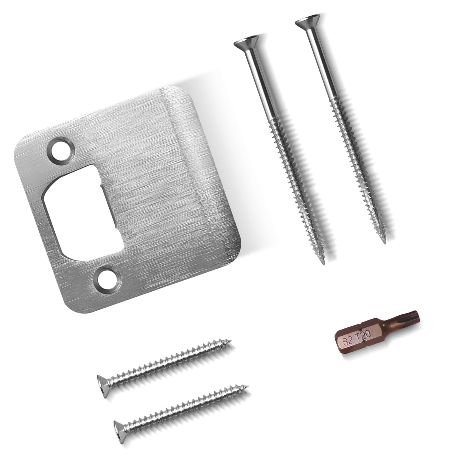 Door Strikes Plate Stainless Steel Tongue Buckle Plate with Screws for Worn Frames Slots Jamb Repair High Strength Latches Security Reinforcement Repair