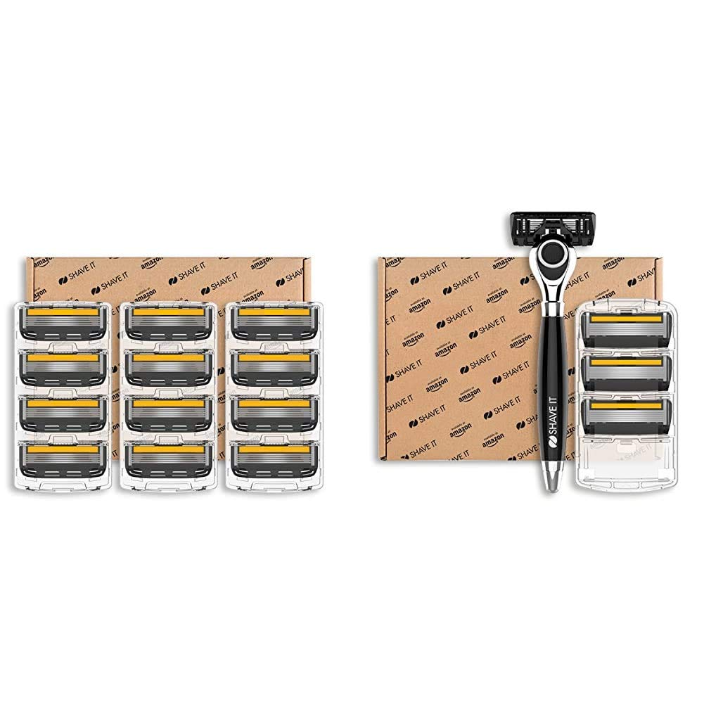 Shave It Pro 5-Blade Razor Head, 12 Blades & Grand 6-Blade Razor with Handle and 4 Blades