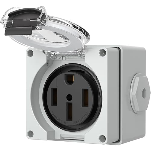 STARELO NEMA 14-50R Outlet,50Amp RV Power Outlet Box 125/250Volt,Outdoor dustproof and Weatherproof for RVs, Electric Vehicles, generators, Welding Machines, etc.ETL Listed.(NEMA 14-50R Box)