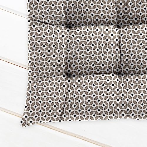 Image of Cotton Shell with Mixed Fiber Filled Printed Chair Cushion - Beige Geo(Pack of 1)