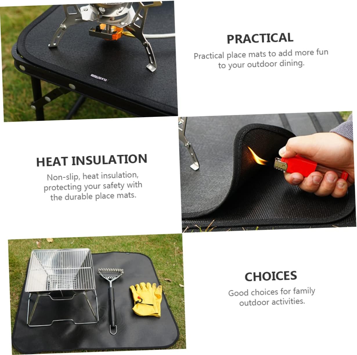 HANABASS Outdoor Fire Resistance Mat Foldable Heat Insulated Pad for Camping BBQ Lightweight Portable Fireproof Blanket Durable Easy to Protection for Decks Patios
