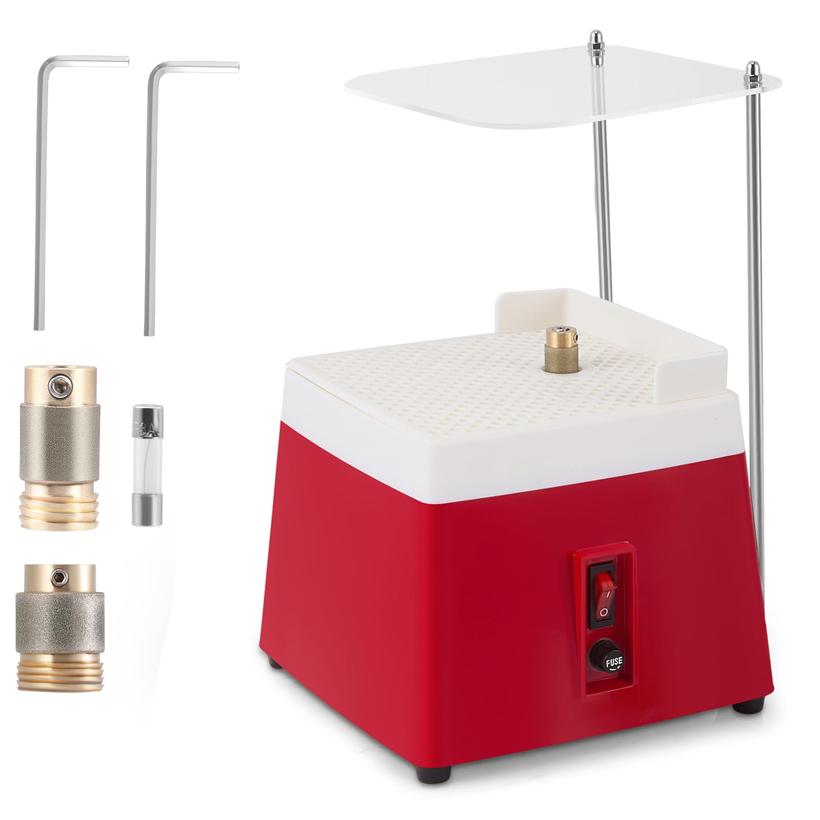 Stained Glass Grinder with Acrylic Baffle, 65W Portable Glass Grinding Machine with 5/8" & 1" Grinder Bits, 4200RPM Glass Grinding Tool for Stained Glass DIY, Mosaics, Ceramics and Crafts (Orange)