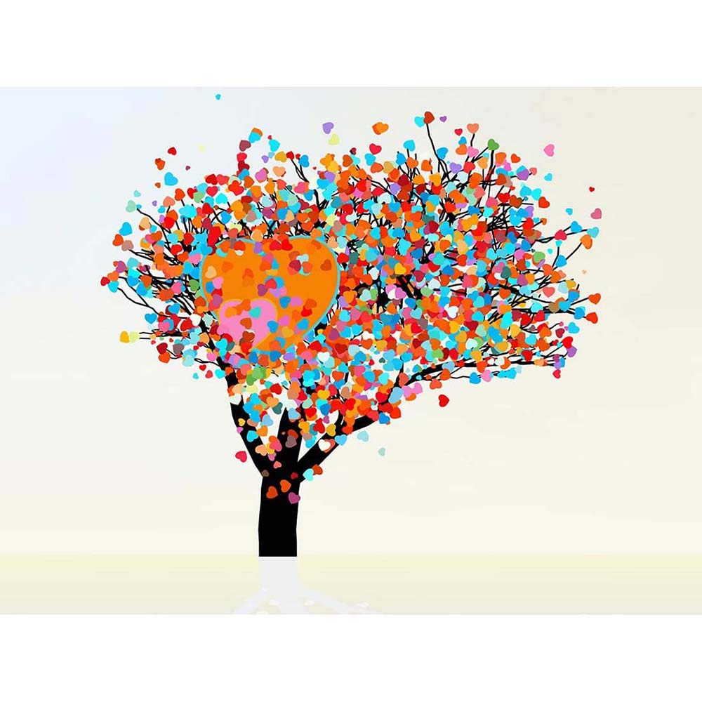 Wee Blue Coo Painting Illustration Abstract Tree Love Heart Leaves Art Print Poster Wall Decor 12X16 Inch