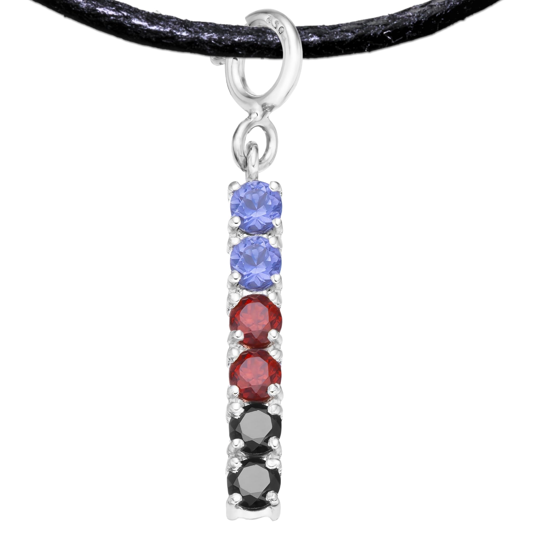 Polyamorie Armband Anhänger Charm oder Anhänger mit Halsband, Handgefertigter PRIDE LGBT LGBTQIA Charm Poly mit Edelsteinen aus Silber 925, Auch für Halskette (Silber Platiniert, Polyamory Schmuck)
