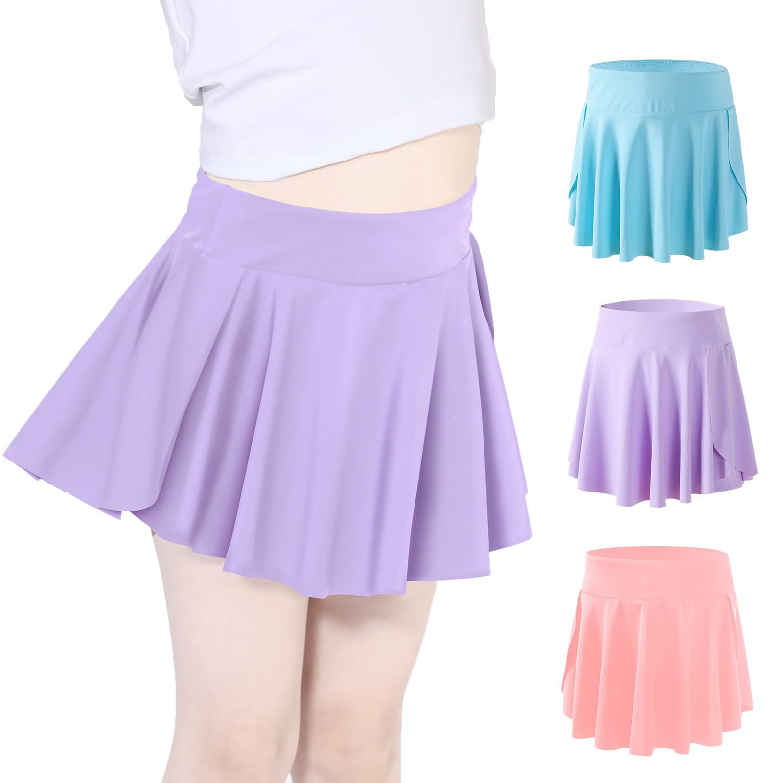 Hvididan Skort Girls, Athletic Skirts for Tennis Golf, Butterfly Flowy Shorts for Kids, Shorts with Pocket