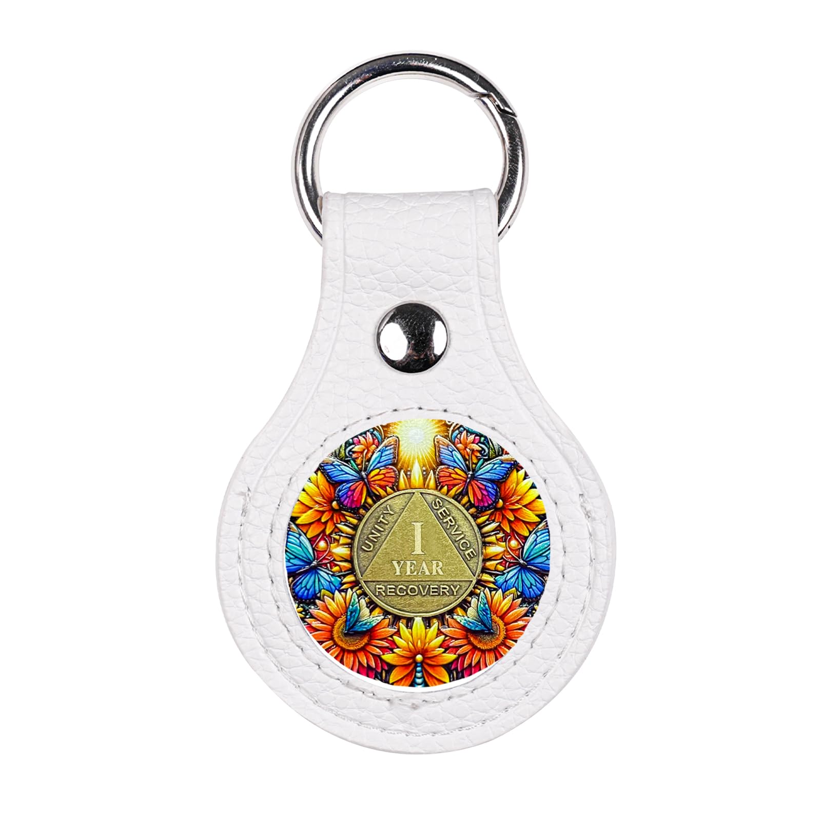 Premium Leather Coin Holder - Handmade Sobriety AA Coins Chip Keychain