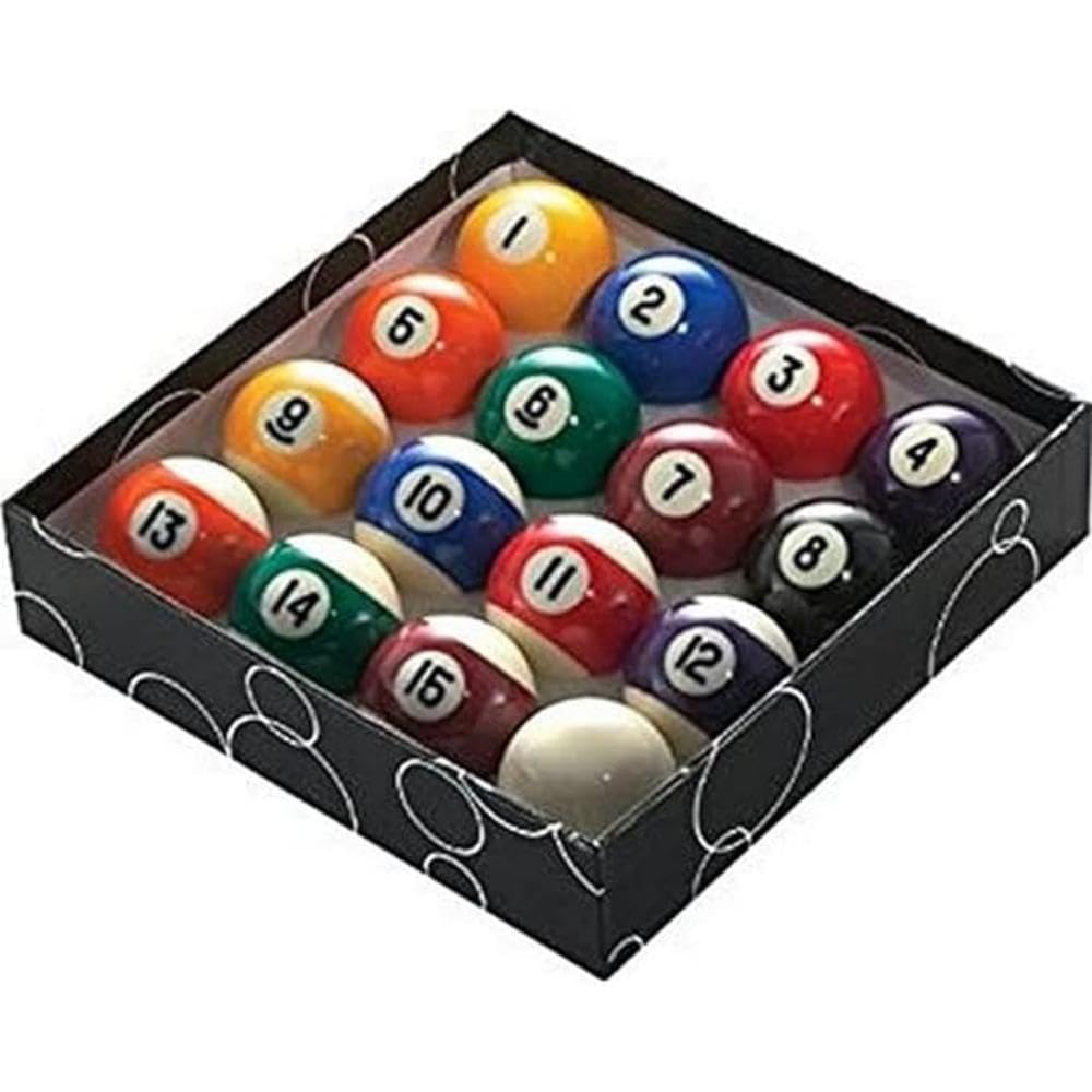 POWERGLIDE 16 Ball Pool Billiards Set, Various, 2" with 1 7/8" White Ball