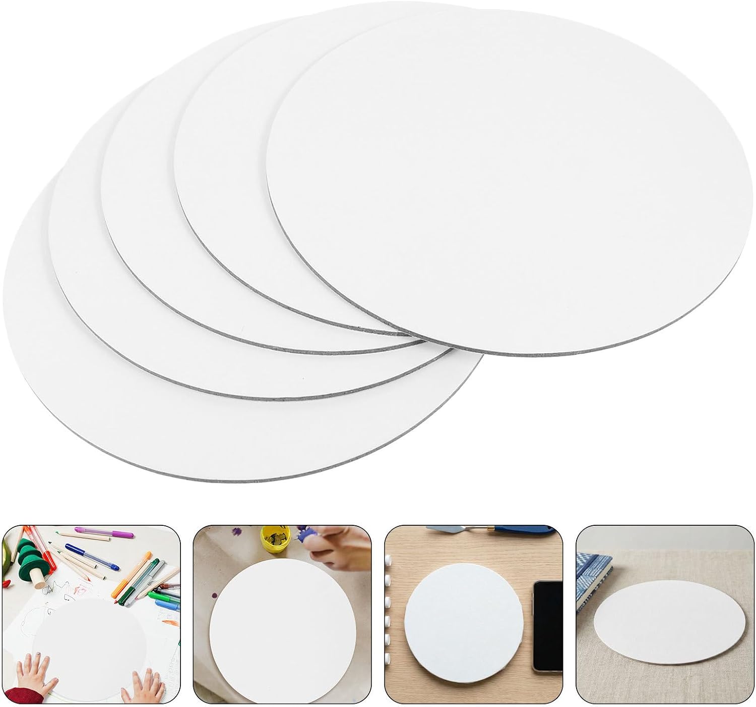 Cotton Canvas Boards with Enhanced Creativity 5pcs for Painting Round 5.91 Inch White Blank Art Panels and Easy Art Display and Handmade Crafts