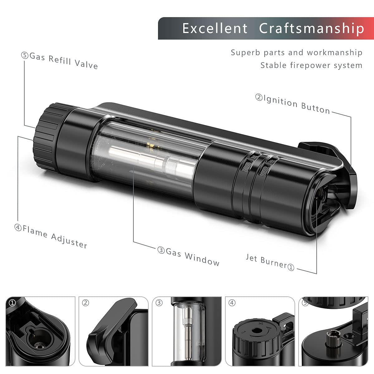 Buy JOPOO Jet Lighter, Adjustable Turbo Flame Lighter, Gas Butane