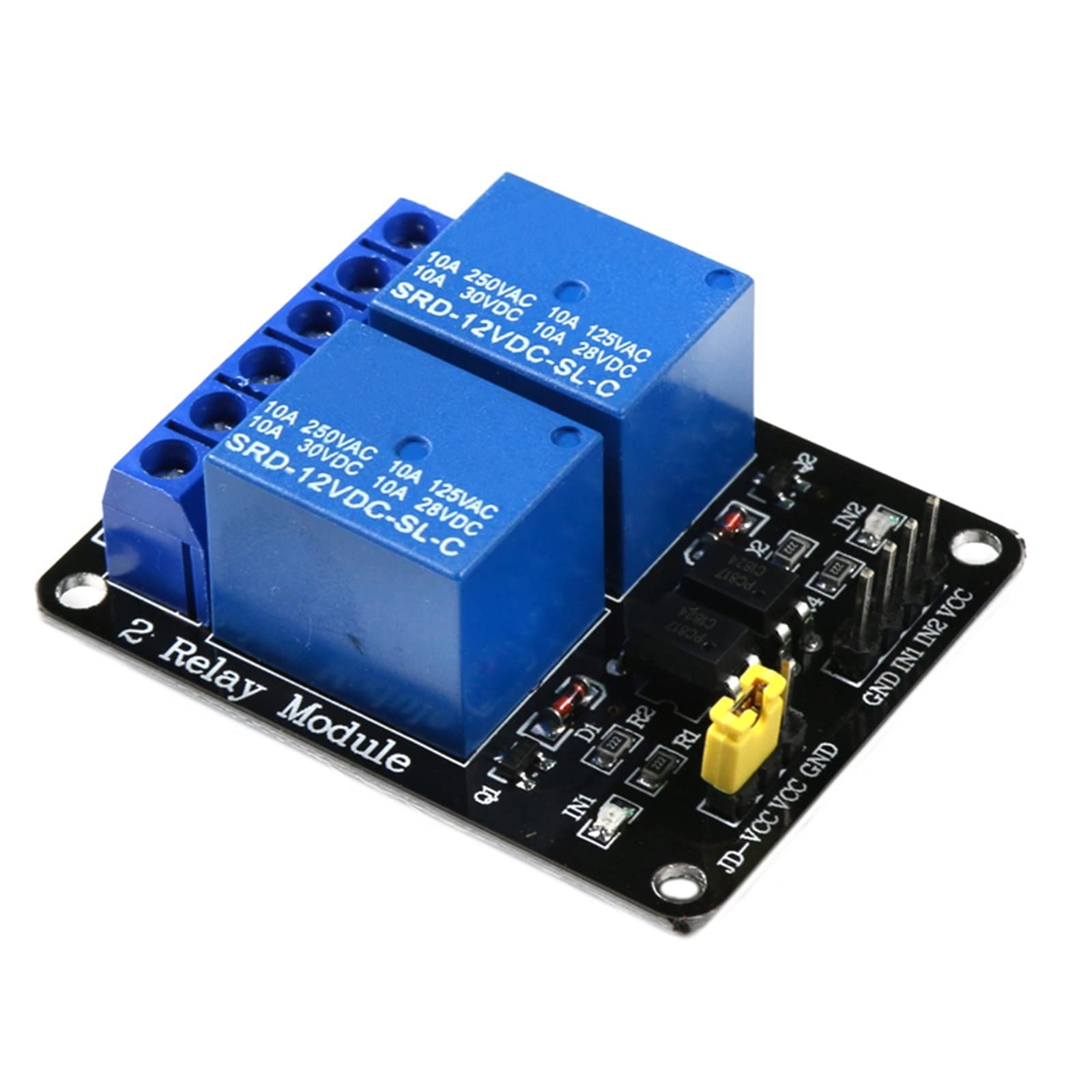 VDOQTLJT 10pcs 2-Way 12V Low-Level Trigger with optocoupler Isolation Relay Module MCU Expansion Board Development