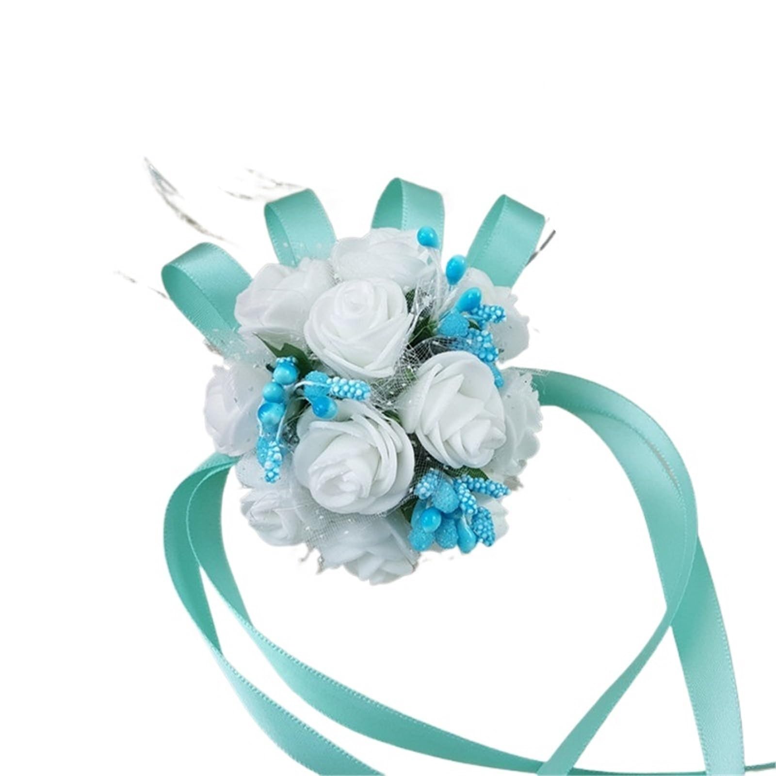4pc Wrist Corsage Wedding Bridesmaid Fleur Foam Roses Boutonniere Bridal Sister Party Prom Decoration(Gold)