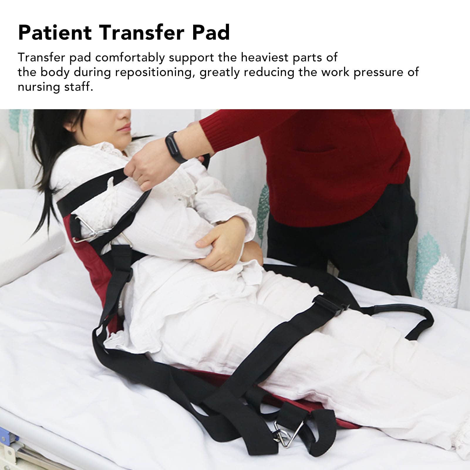 Almohadilla De Cama De Posicionamiento Con Asas, Manta De Transferencia De Tela Oxford Engrosada, Hoja De Transferencia Para Personas Mayores Compatible Para Girar, Levantar Y Reposicionar