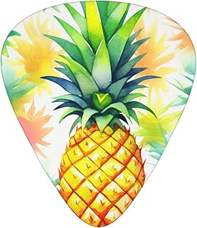 pineapple watercolor Guitar Picks 12 Pack Bass Picks with Organizer Box Guitar Plectrum Includes Thin Medium Heavy Guitar Picks Ukulele Picks for Bass Acoustic Electric Guitars