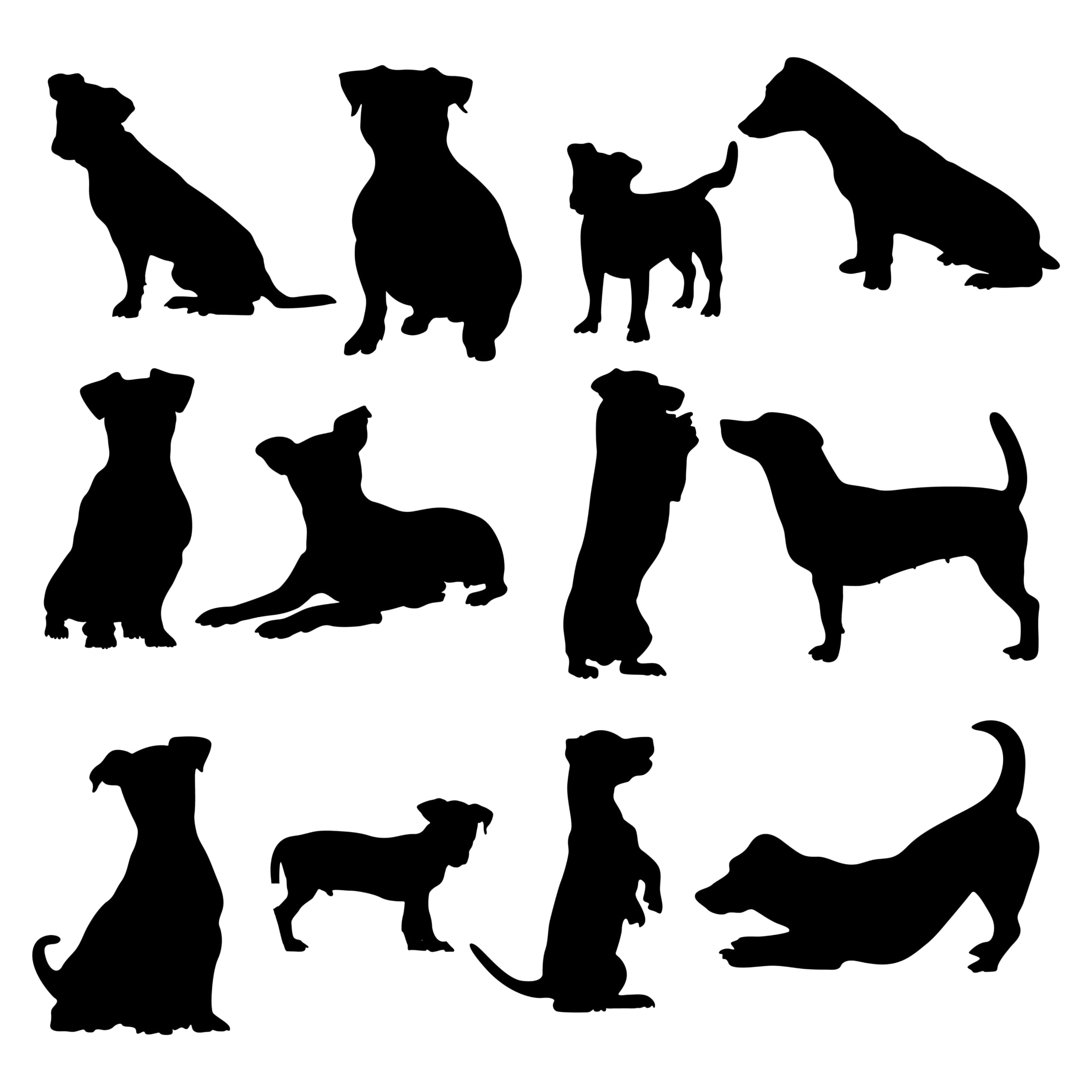 Hatcherabilia Girls Black Jack Russell Pet Dog Silhouette 12 Cute Stickers Pack - Scrapbook Accessories - Car Bumper Sticker - Light Switch Sticker - Small Gifts - Kids Stickers (Small, )