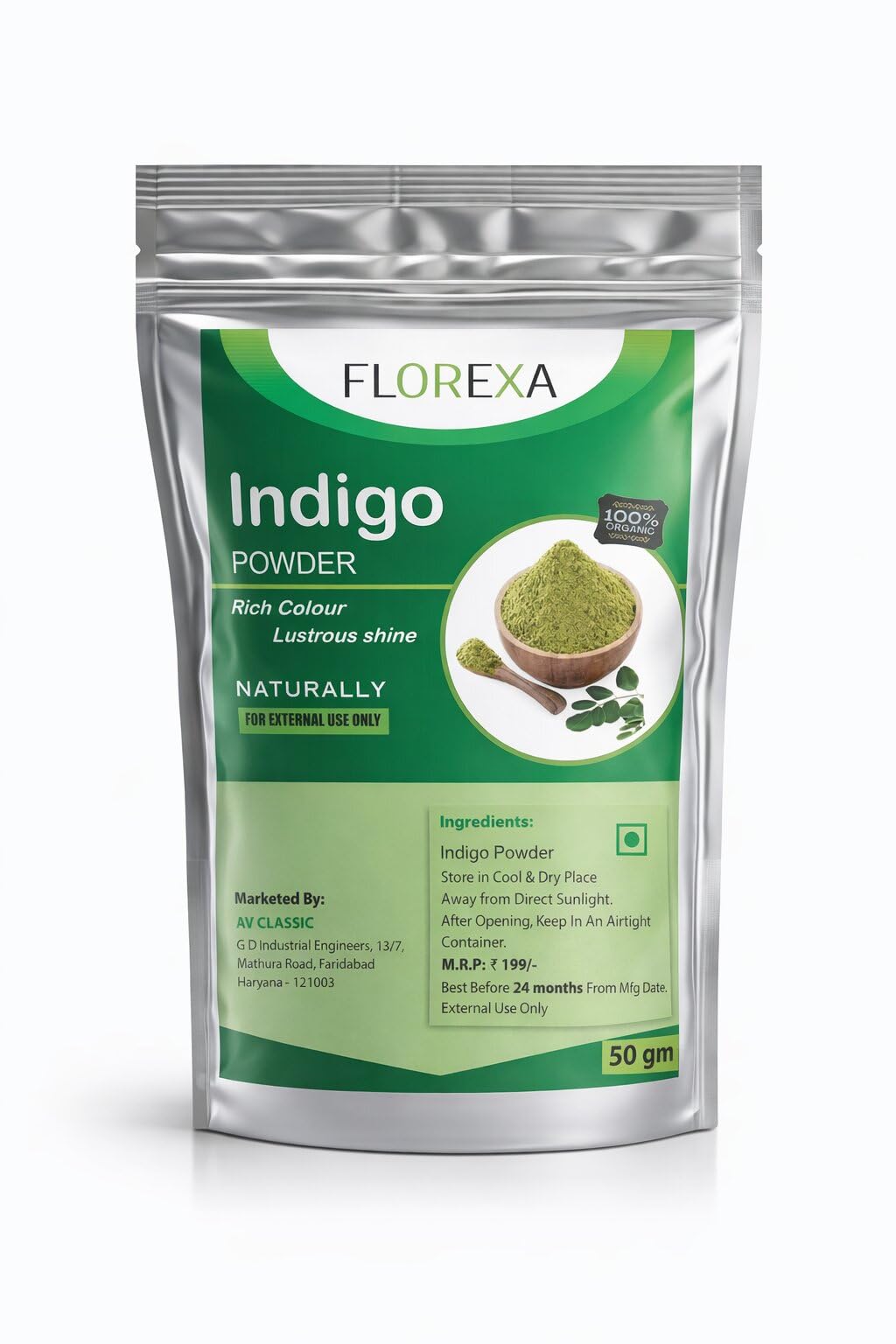 Indigo Powder 50g for Hair | Natural Indigo Leaf Powder | Herbal Hair Color for Grey Coverage | Chemical-Free Dye | Deep Black Finish | Protect Hair from Damage-image-38