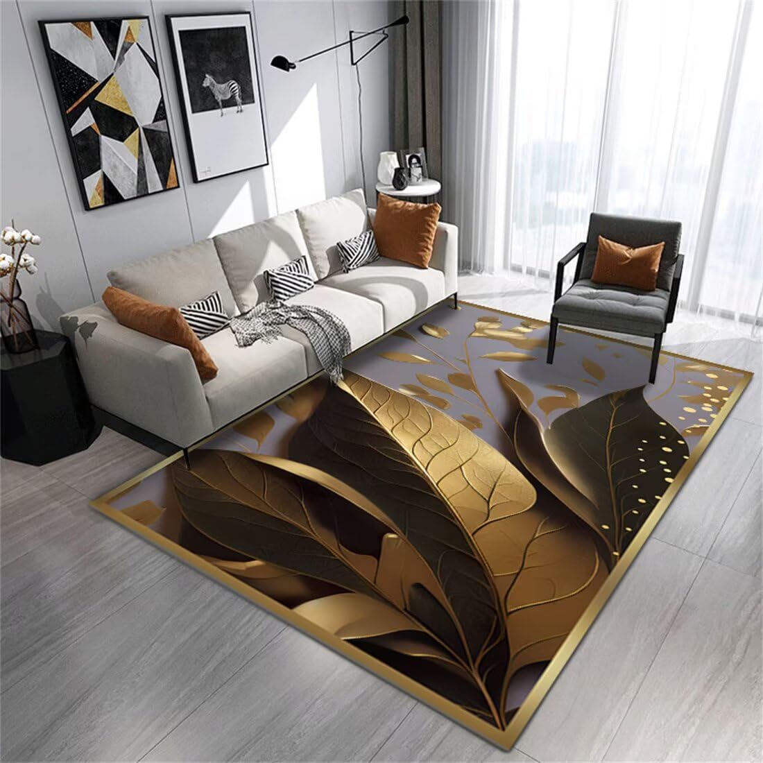 Tapis de feuilles jaunes 140x300cm rectangulaire pliable et antidérapant pour chambre ado fille