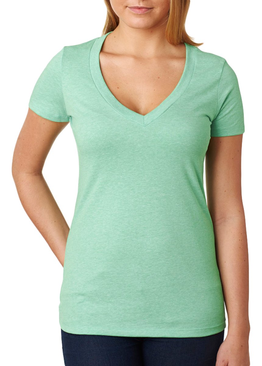 Next Level Apparel Women's Mint Next Level 6640 The Cvc Deep V-Neck - 6640 Xl