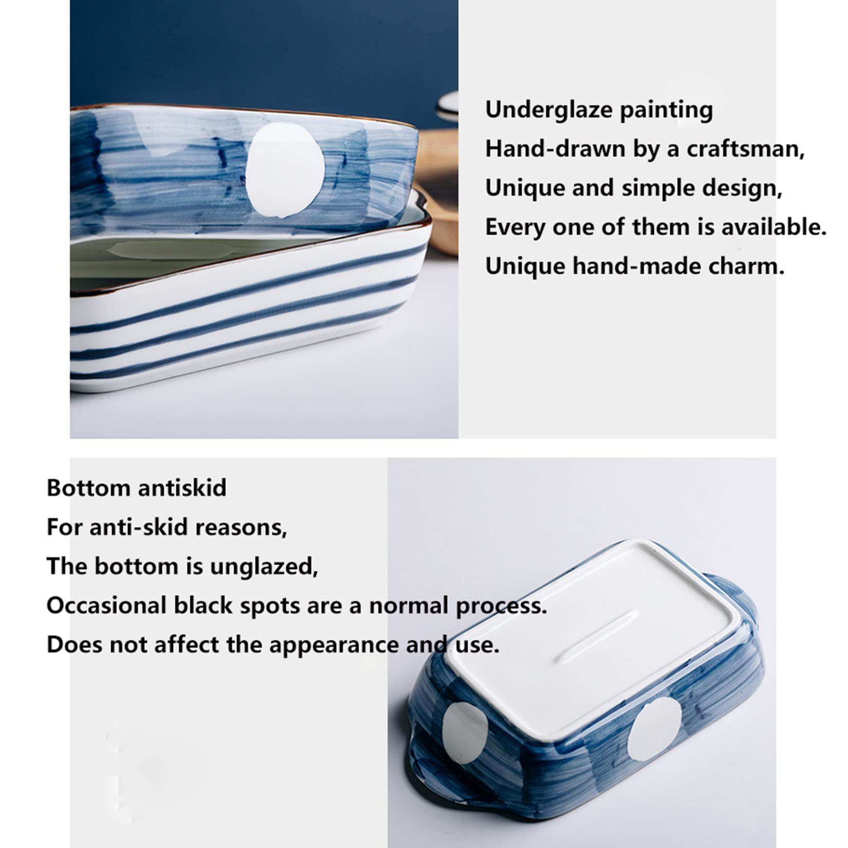 Ceramic Deep Dish Set of 2,Pie Pan Rectangular Japanese-Style Porcelain Pie Plate for Baking, Porcelain Pie Baking Dish for Cooking Bakeware Christmas Dinner,E