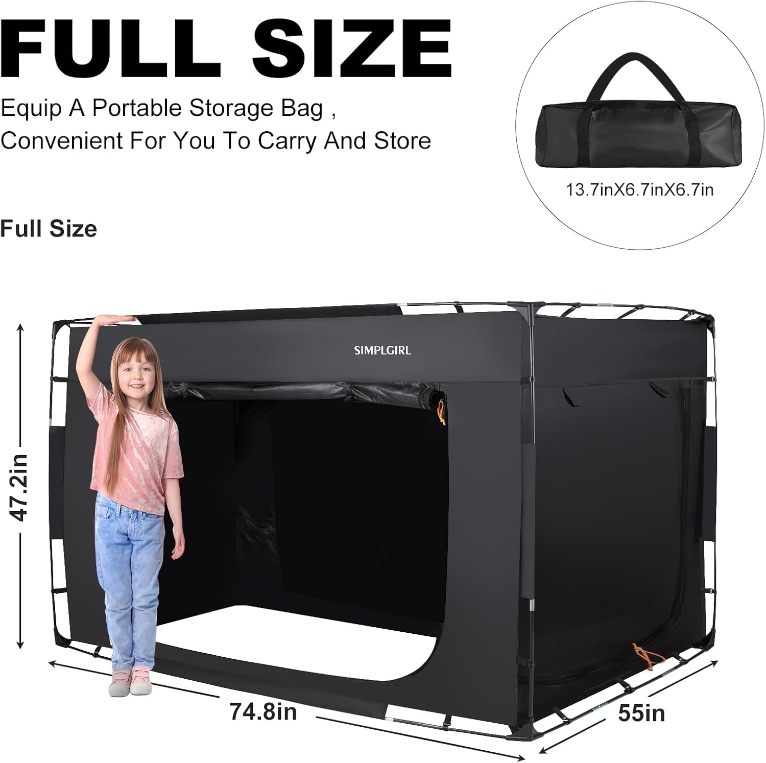 Bed Tent Bed Canopy Tents for Adult and Kids- Portable Dream Indoor Sleeping Tents Blackout with 3 Doors Breathable Big Space Tent