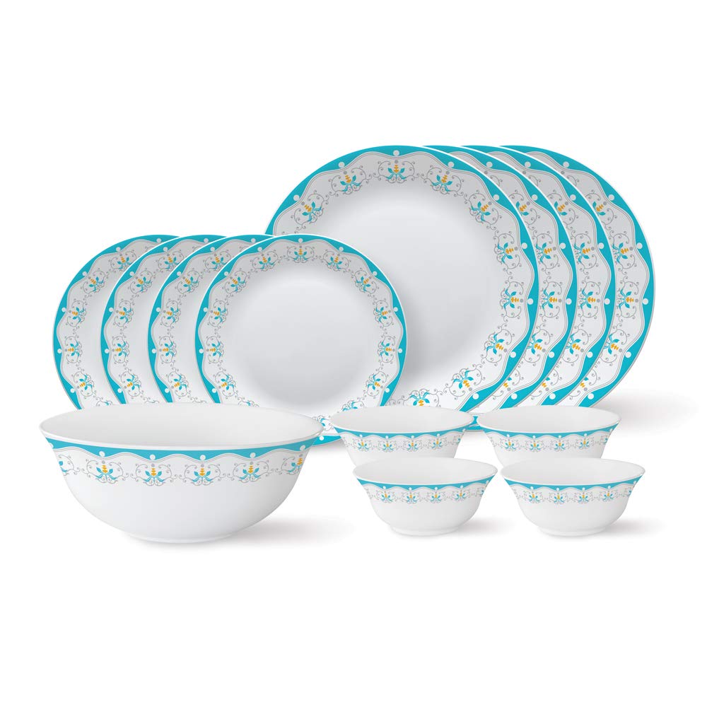 Tiara Series, Royal Jade, 13 Pcs, Opalware Dinner Set, White