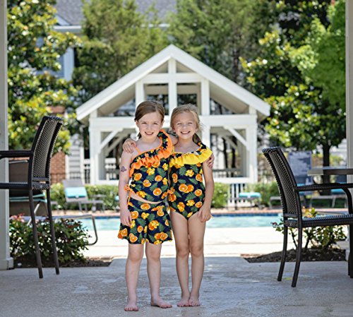 Image of Girls Lemon Double Ruffle One Shoulder Adjustable Swimwear Fashionable One Piece Bathing Suit(5y-16y)