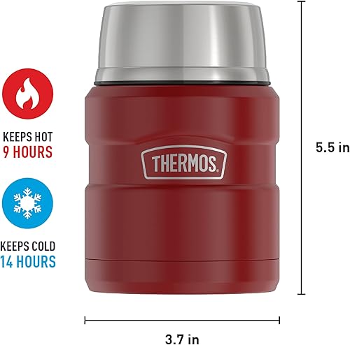 Miniatura 43 de THERMOS Stainless King Tarro de alimentos aislado al vacío con cuchara, 16 onzas, verde militar
