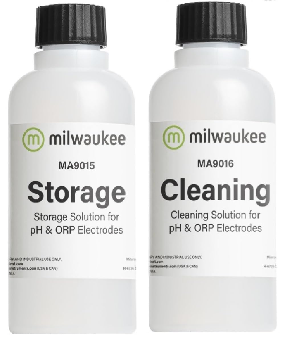 Milwaukee Instruments MA9015 Storage Solution MA9016 Cleaning Solution for pH/ORP Electrodes 230mL Bottle Bundle