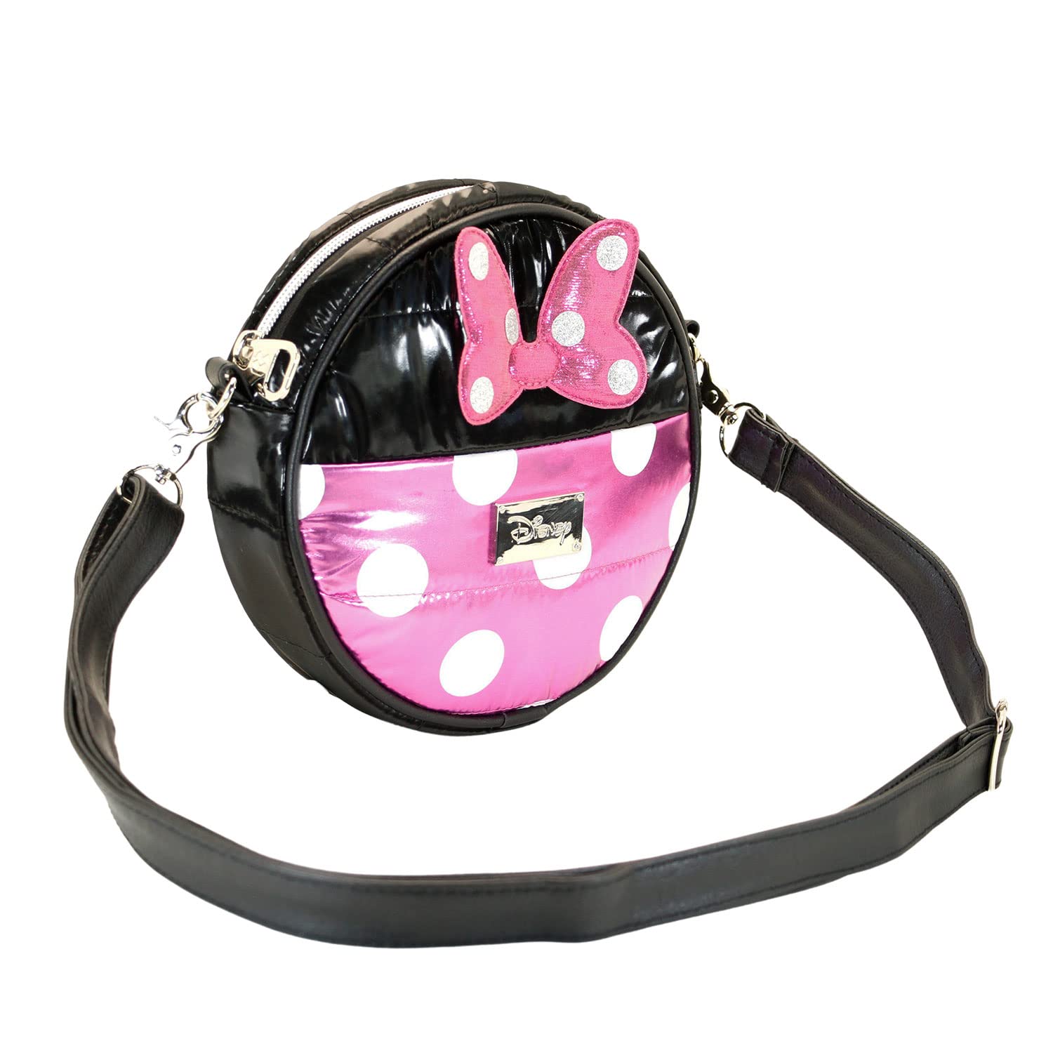 Disney Minnie Mouse Air-Padding Round Shoulder Bag, Black, 18.5 x 18.5 cm