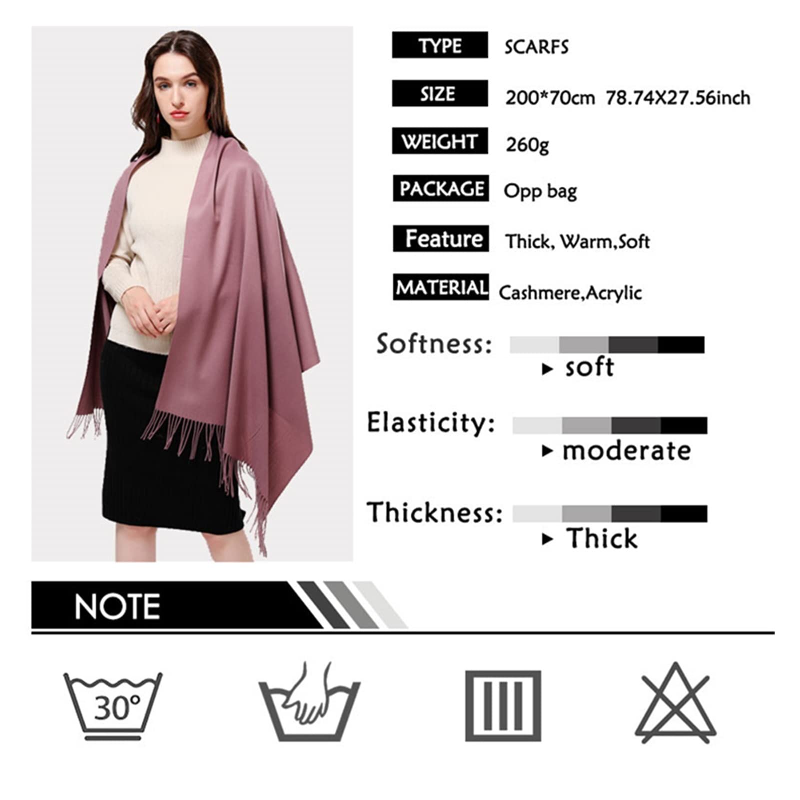 Szaliki Szalik Szale Kaszmirowe Szaliki Dla Kobiet Soft Pashmina Szale Okłada Długiego Dużego Szalika Zimowe Ciepłe Grube Szaliki Damskie Z Tassel Na Damskie Prezenty Szal Ciepły Chusty (Blue : M, S