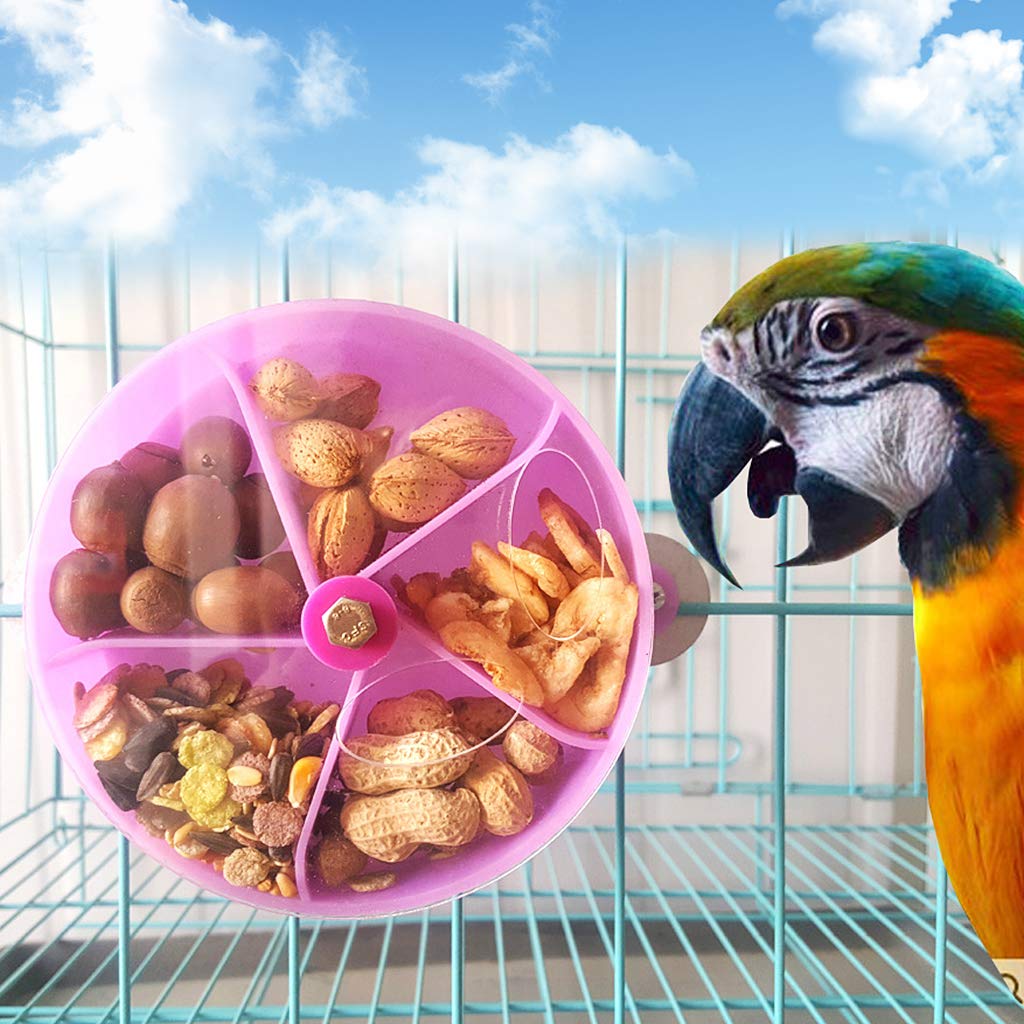 Celan Creative Foraging Systems Foraging Wheel for birds Parrot bird feeders Foraging Toy Gnawed Toy Bite Resistant Food Box Bird Feed Storage Cases 5.12-Inch Diameter (Blue)