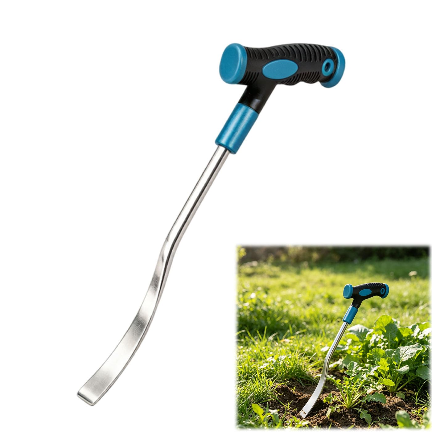 FzailproH Multifunctional Metal Garden Trowel, Protable Weeding Tool with Arc Design & Anti-Slip Handle, Small Hand Widger Weed Remover Tool for Yard Garden Patio Planting Weeding Digging