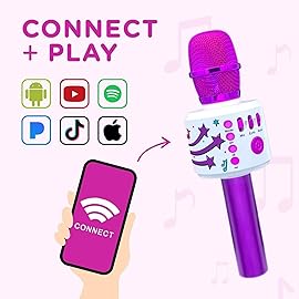 Move2Play, Kids Karaoke Microphone | Includes Bluetooth & Pre-Loaded Songs | Birthday Girls Present for All Ages, 2, 3, 4, 5+ Year Old Girls, Boys & Toddlers (Purple)