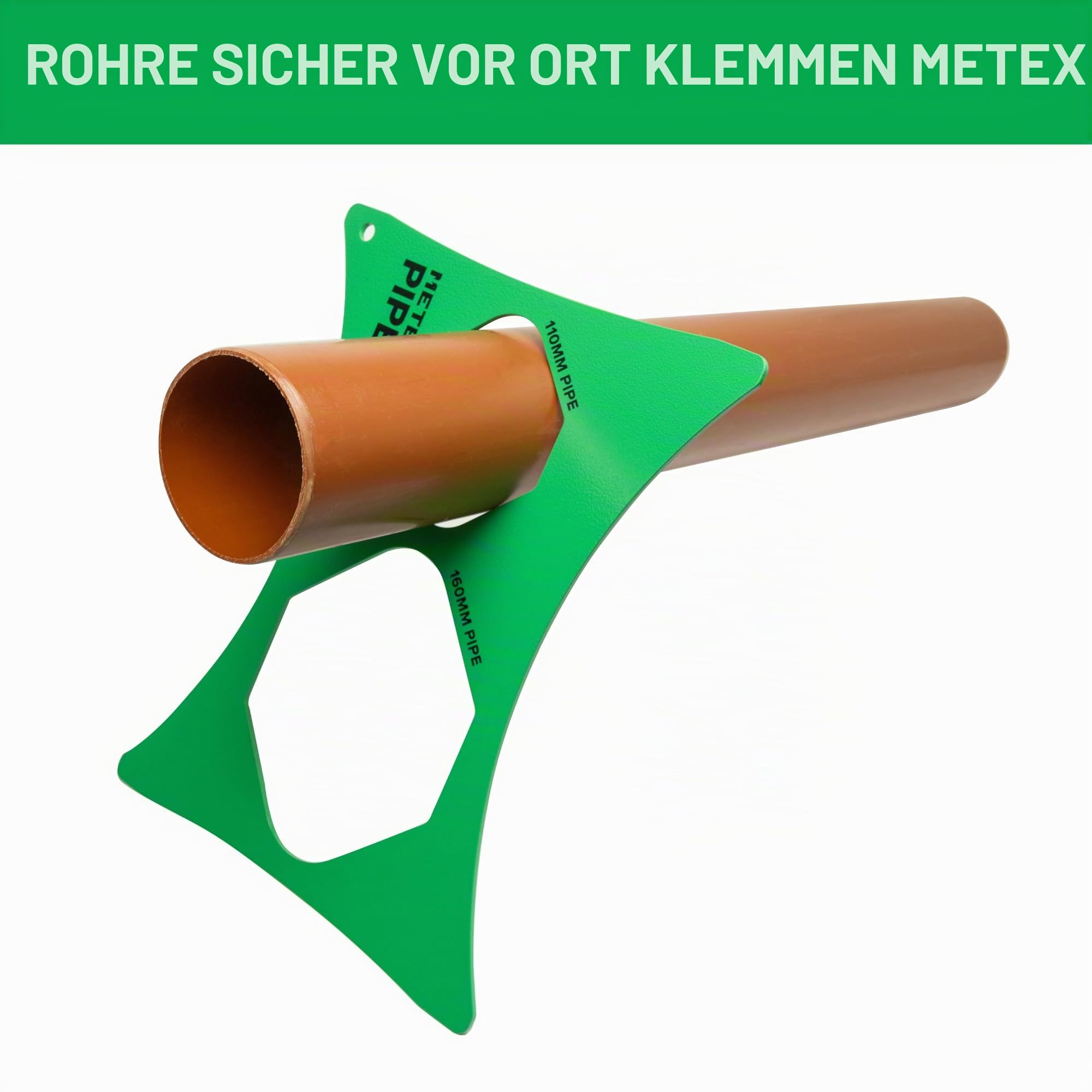 Metex PipeGrip Rohrschelle – für 110 mm & 160 mm Abfluss- und Bodenrohre – robuster Stahl