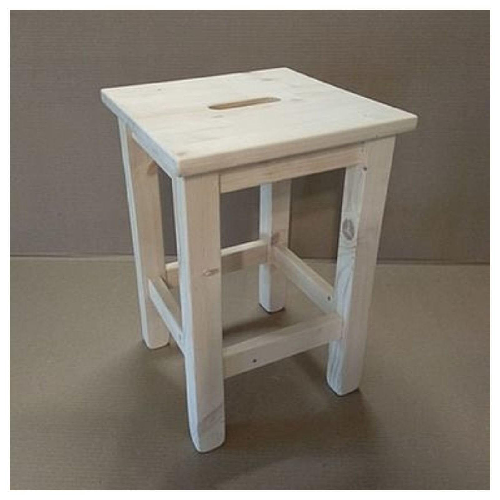 Sgabello Alto in Legno di Pino, Seduta, Panchetto, Sedia senza schienale da Bar, Cucina, Ufficio, Tavolino d'Appoggio, Stile Rustico e Solido, Pino Essiccato per Arredare Casa cm30x30xh45