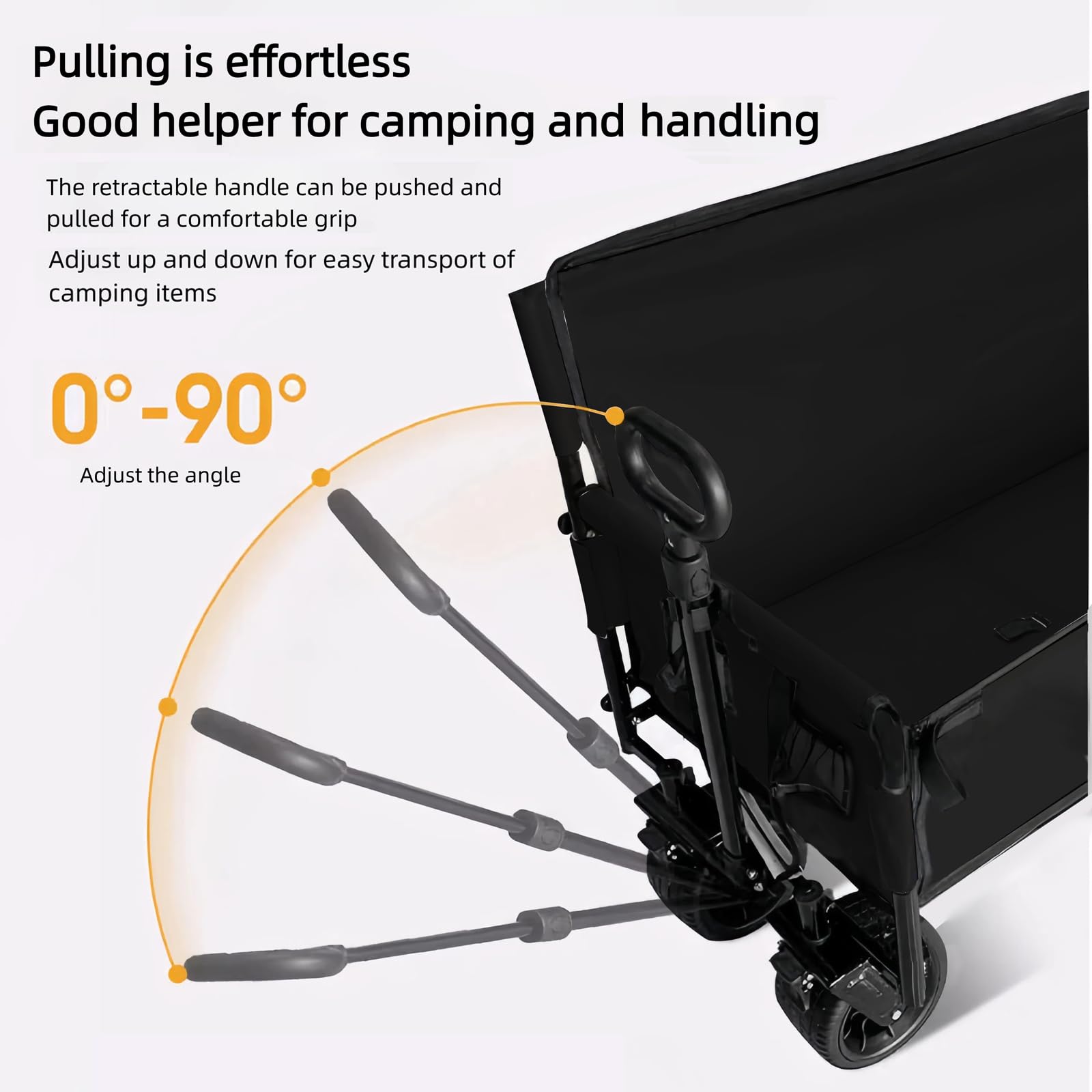 Nine point nine Bollerwagen Faltbar Umbaubar zur Bank, 445LBS Tragkraft Bollerwagen, Handwagen Mit Flexiblem Griff, Strandwagen Mit Rädern (008 Black)