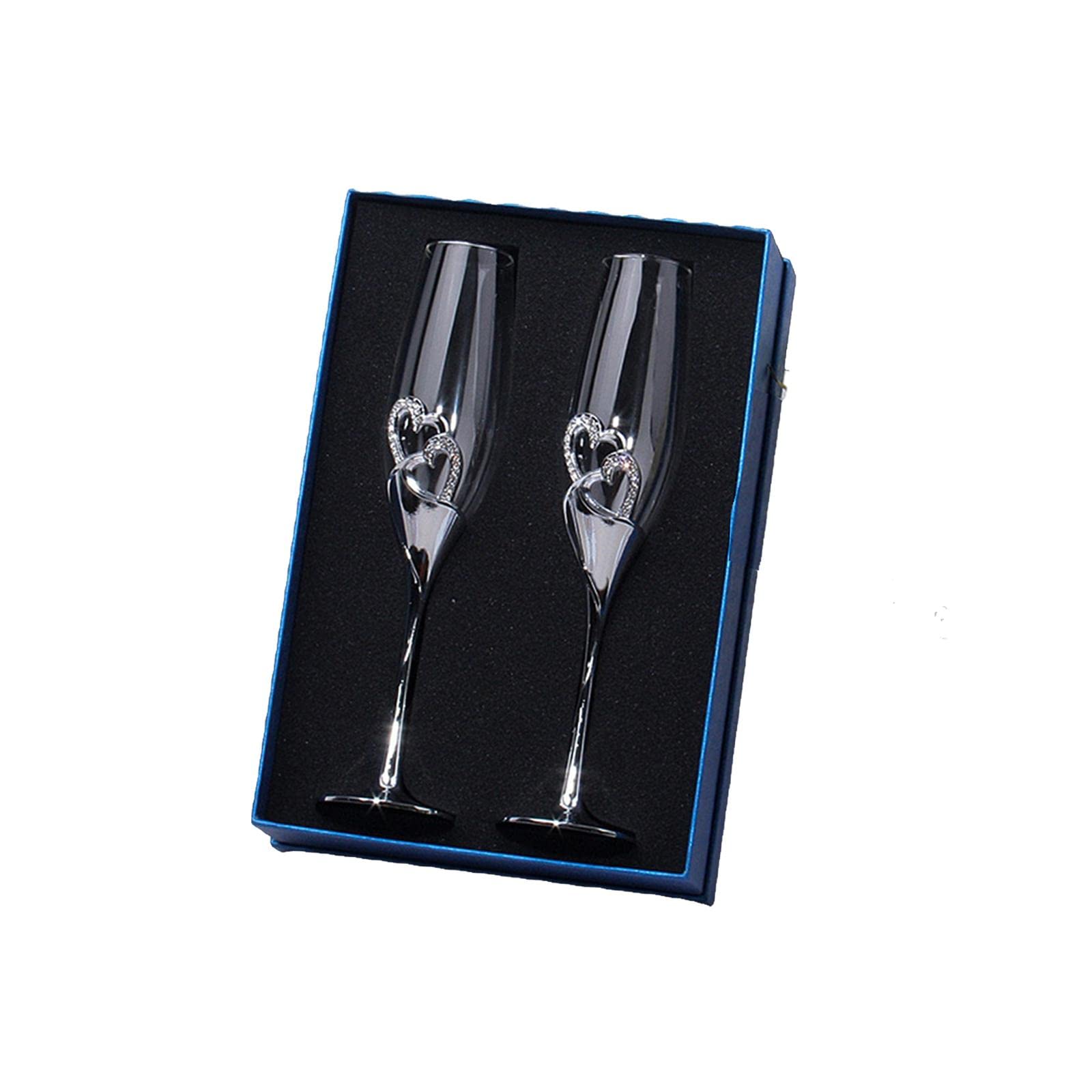 Tazze Da Toasto Per Cerimonia Di Nozze Con Cuore In Diamante,Argento