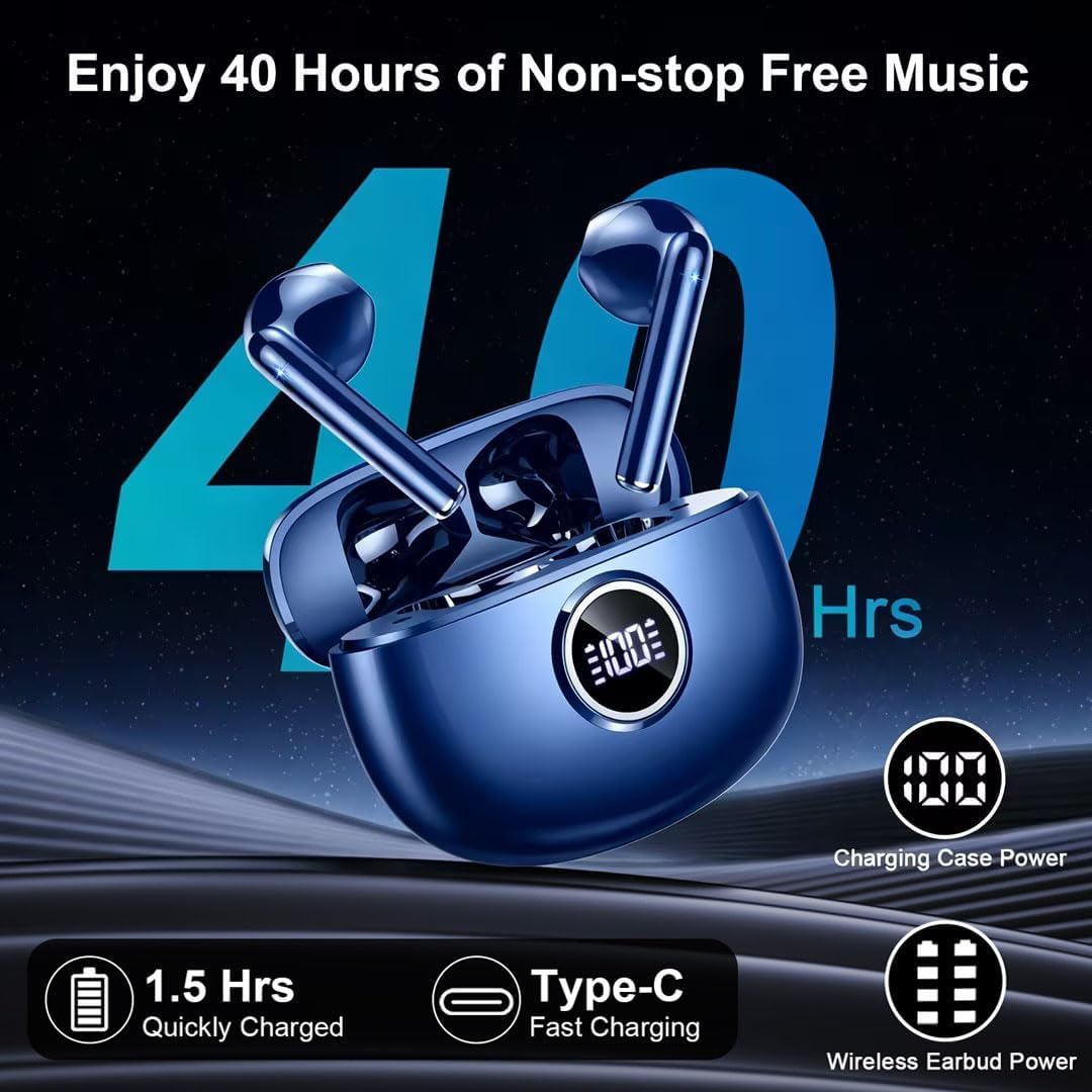 Ecouteurs Bluetooth sans Fil, Écouteurs Bluetooth 5.3, Casque B luetooth HiFi Stéréo, Ecouteurs sans Fil ENC Antibruit Mic, 40H Oreillette B luetooth avec Écran LED, IP7 Étanche pour iOS Android