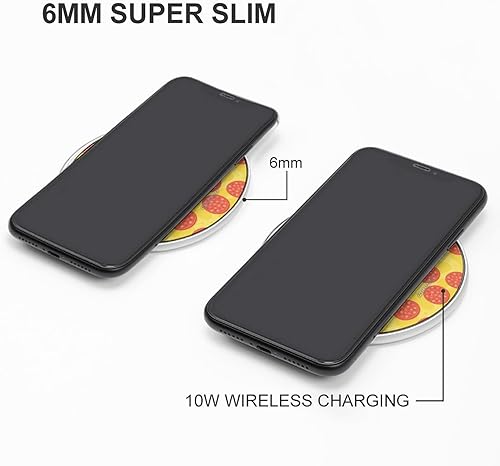 Miniatura 3 de Pepperoni - Almohadilla de carga inalámbrica con patrón de pizza de 10 W, almohadilla de carga rápida compatible con iPhone 15 14 13 12 Series