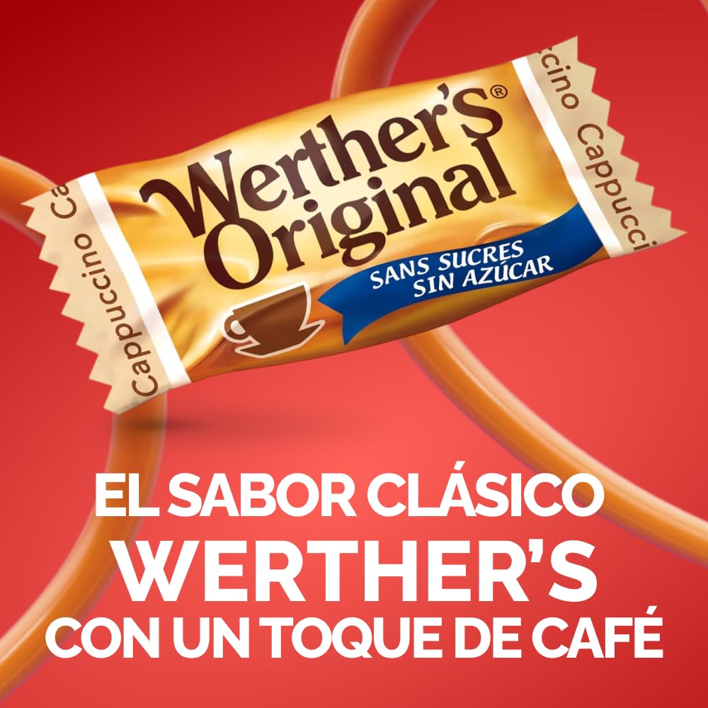 Werther's Original Caramelos Toffee de Mantequilla y Nata Sabor a Café Cremoso Sin Azúcar Pack 12 x 90 g Sin Gluten