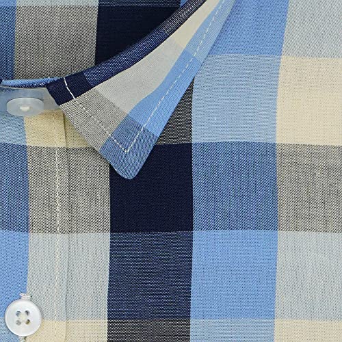 Image of GHPC by Arihant Men's 100% Cotton Plaid Checks Half Sleeves Regular Fit Formal Shirt