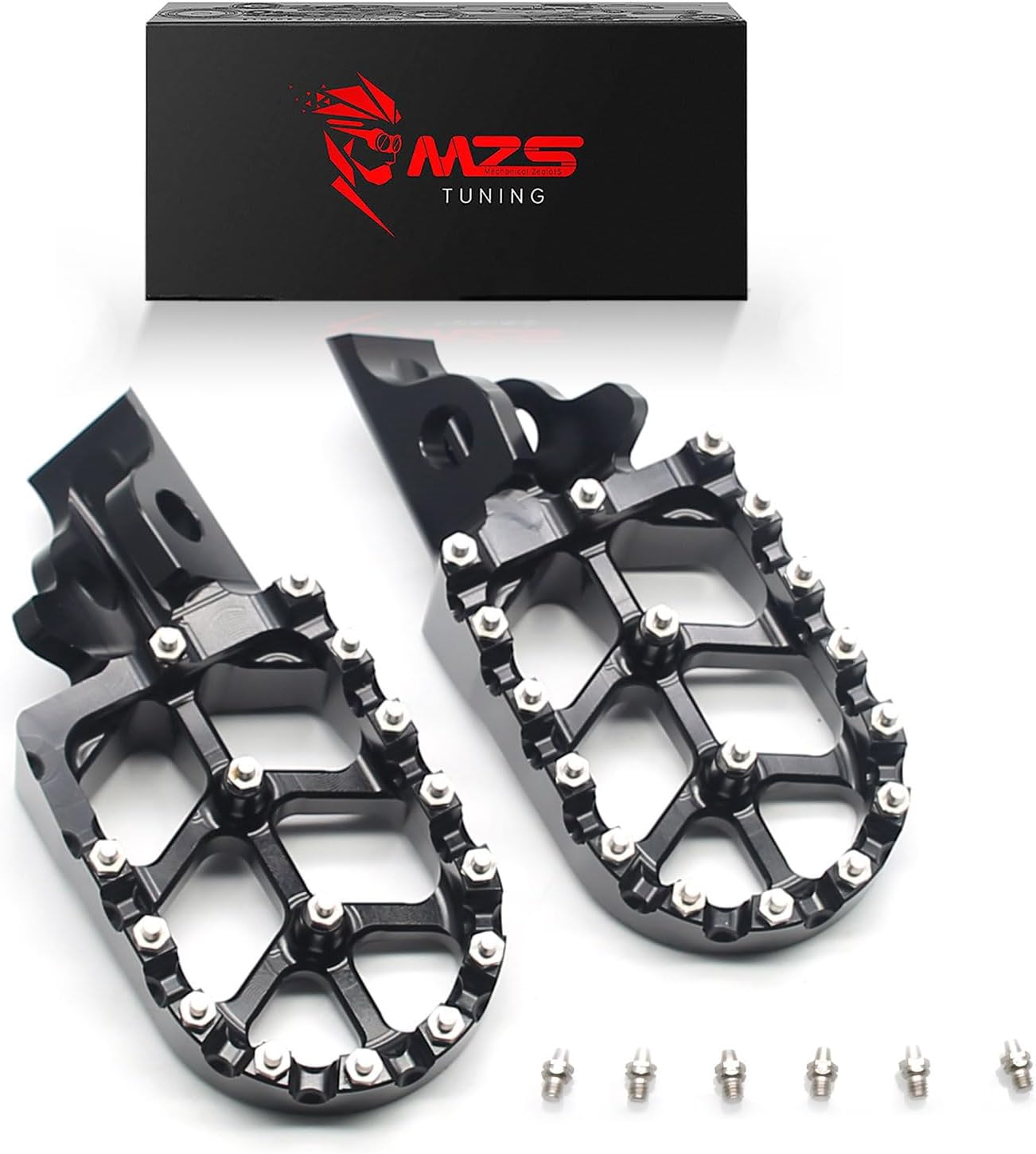 MZS Motorcycle Foot Pegs, Ebike Footpeg MX Footrest Rest Pedal CNC Black Compatible with Storm Bee Electric Dirt Bike
