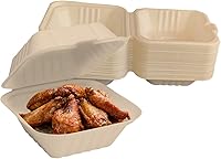 Vista 11 de Raj Eco To Go Contenedores de alimentos de 6 pulgadas con cubierta compostable, cajas desechables para llevar alimentos Contenedores para llevar