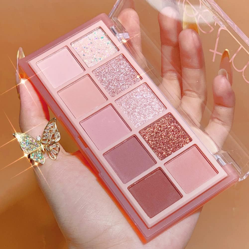 10 Colors Eyeshadow Palette,Matte&Glitter&Shimmer Eyeshadow Makeup,Pink Powder Light Pink Eye Shadow Shades,Naturing-Looking,Waterproof Eye Shadow Palette Makeup,03